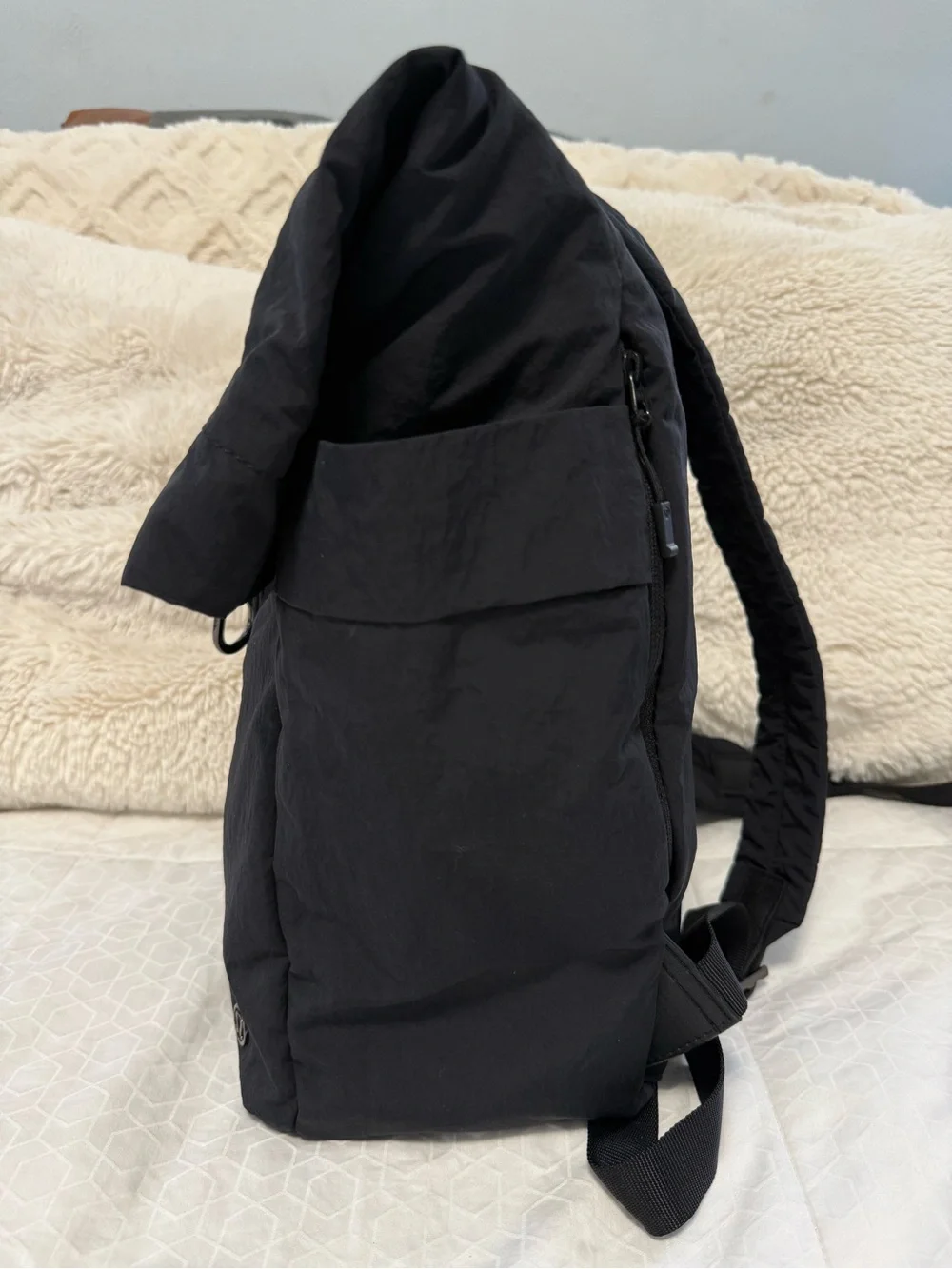 Lululemon Black Roll Top Backpack Nylon Laptop Travel Gym Everyday Unisex OS